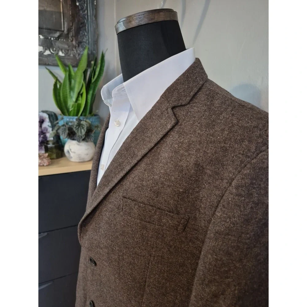 Pronto Uomo Mens Sports Coat 46R Brown Wool Blend 2 Button Blazer XXL B602